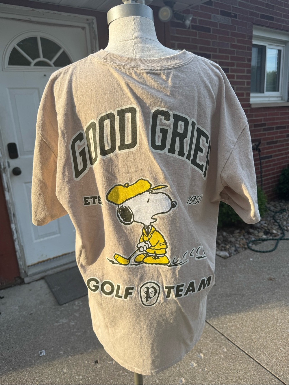 Peanuts Good Grief Golf Team Snoopy Graphic Tee Cream Womens Large